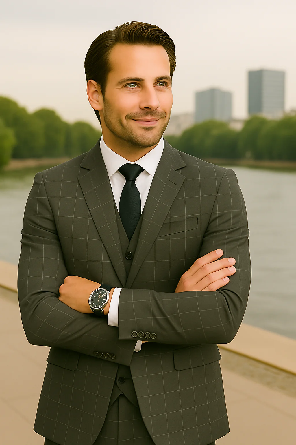 Wool Suit - Italian Made Business Suit by Statement Men's 3 Piece 100% Wool Modern Fit Suit - Fashion Pattern - Image 13