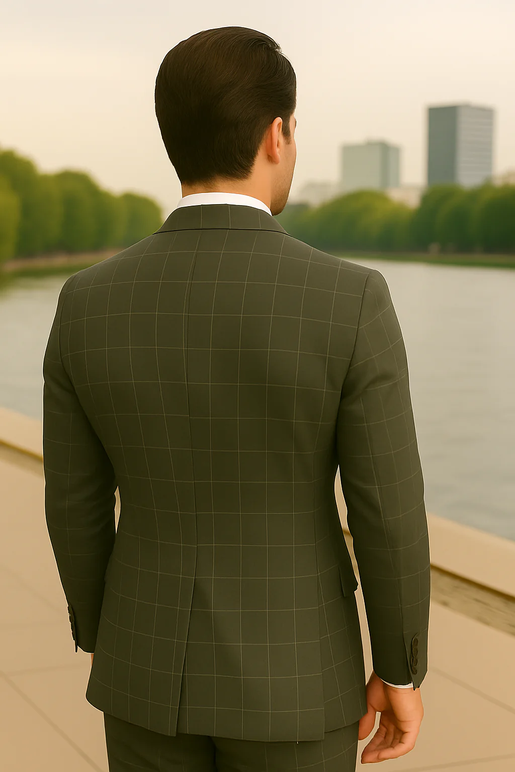 Wool Suit - Italian Made Business Suit by Statement Men's 3 Piece 100% Wool Modern Fit Suit - Fashion Pattern - Image 15