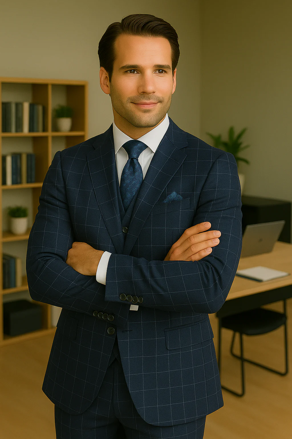 Wool Suit - Italian Made Business Suit by Statement Men's 3 Piece 100% Wool Modern Fit Suit - Fashion Pattern - Image 18
