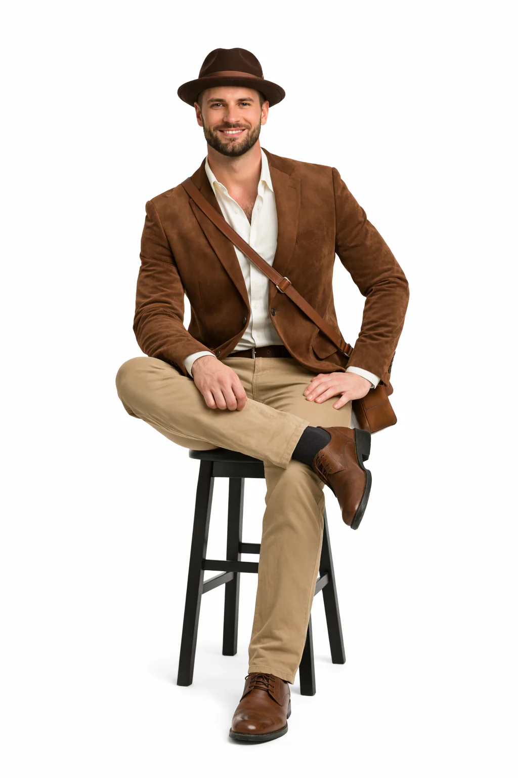 Zacchi Men’s Cognac Micro Suede Sport Coat - Image 5