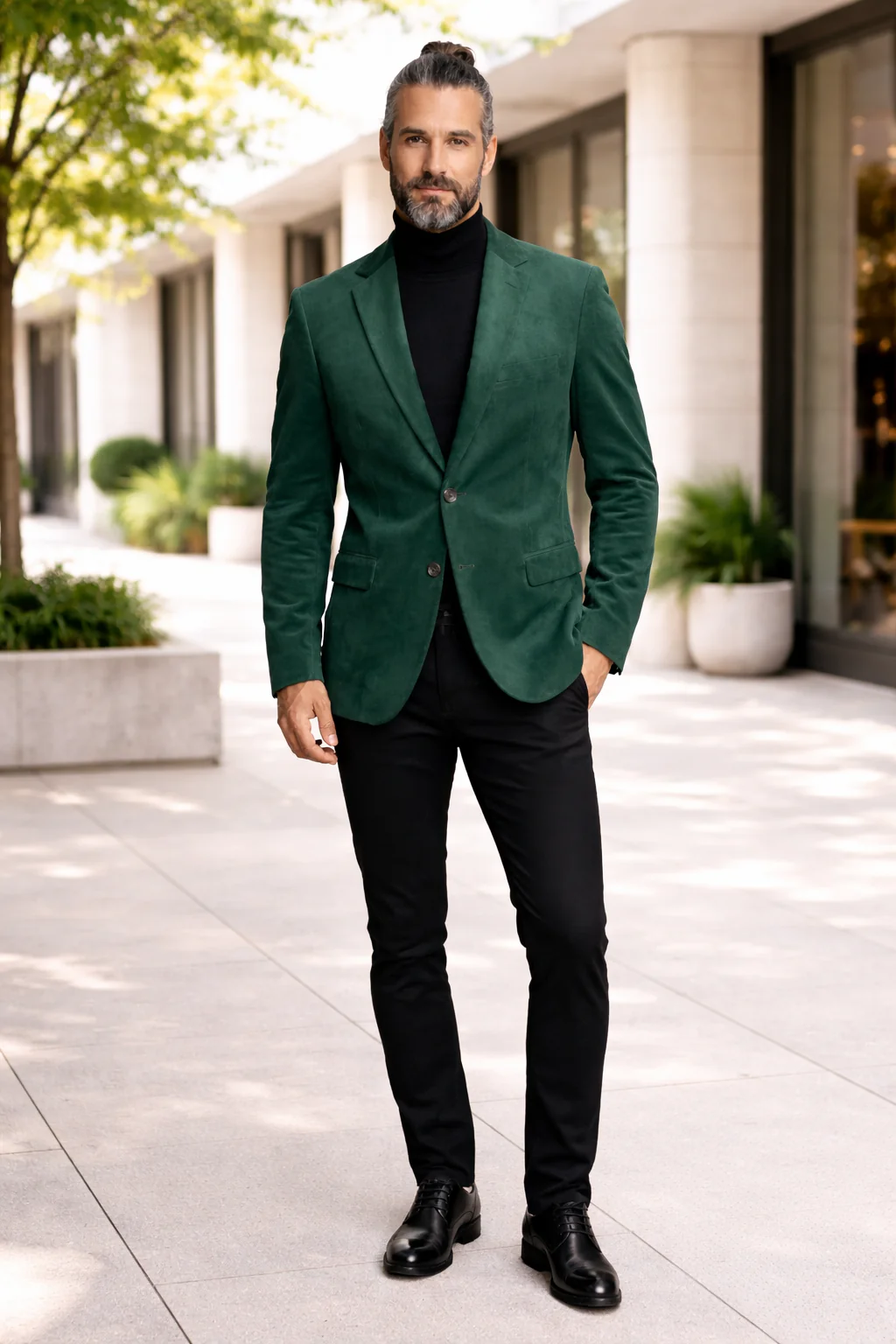 Zacchi Men’s Hunter Green Micro Suede Sport Coat - Image 4