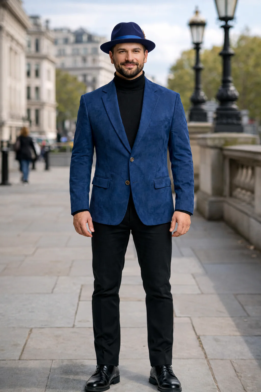 Zacchi Men’s Navy Micro Suede Sport Coat - Image 3