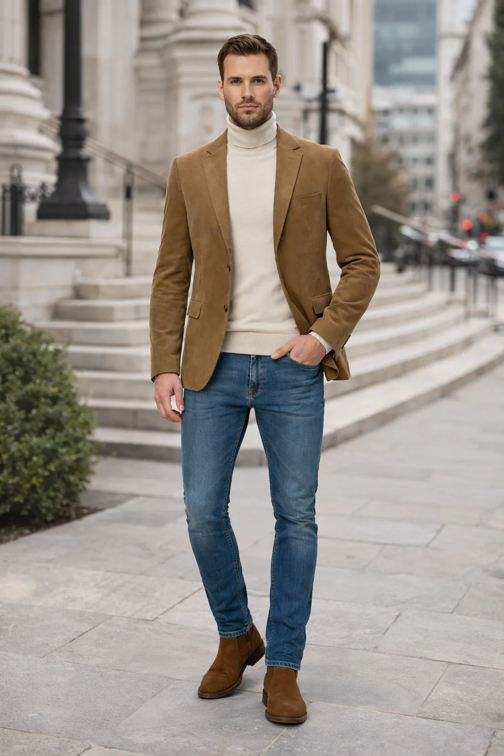 Zacchi Men’s Tan Micro Suede Fashion Sport Coat - Image 3