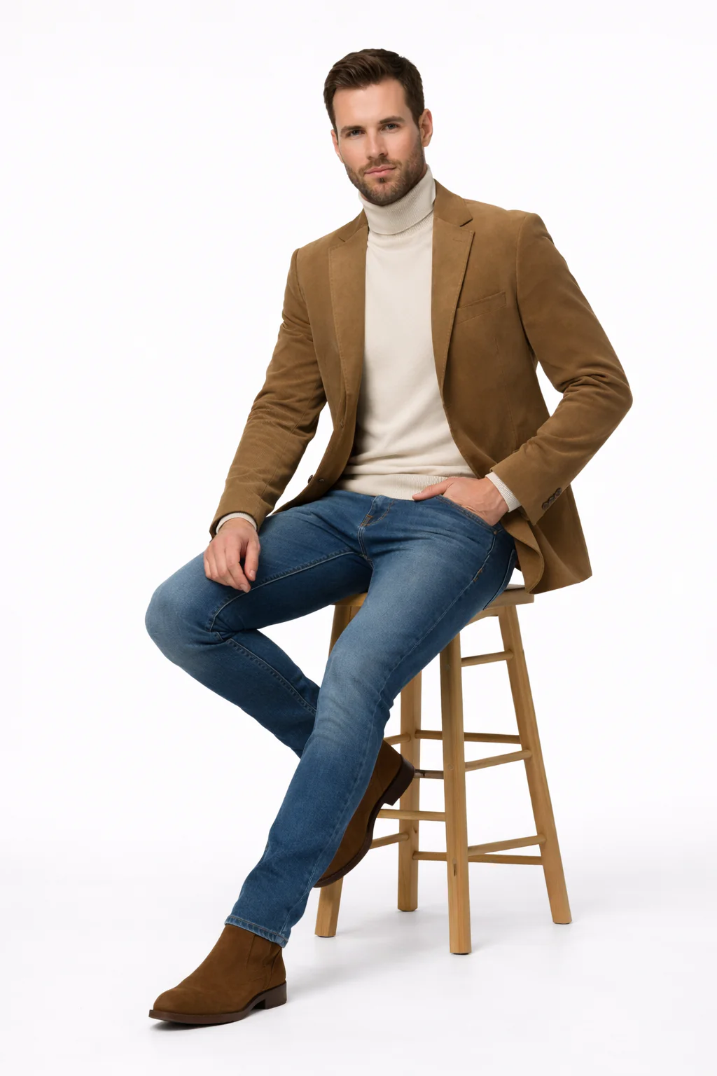 Zacchi Men’s Tan Micro Suede Fashion Sport Coat - Image 5