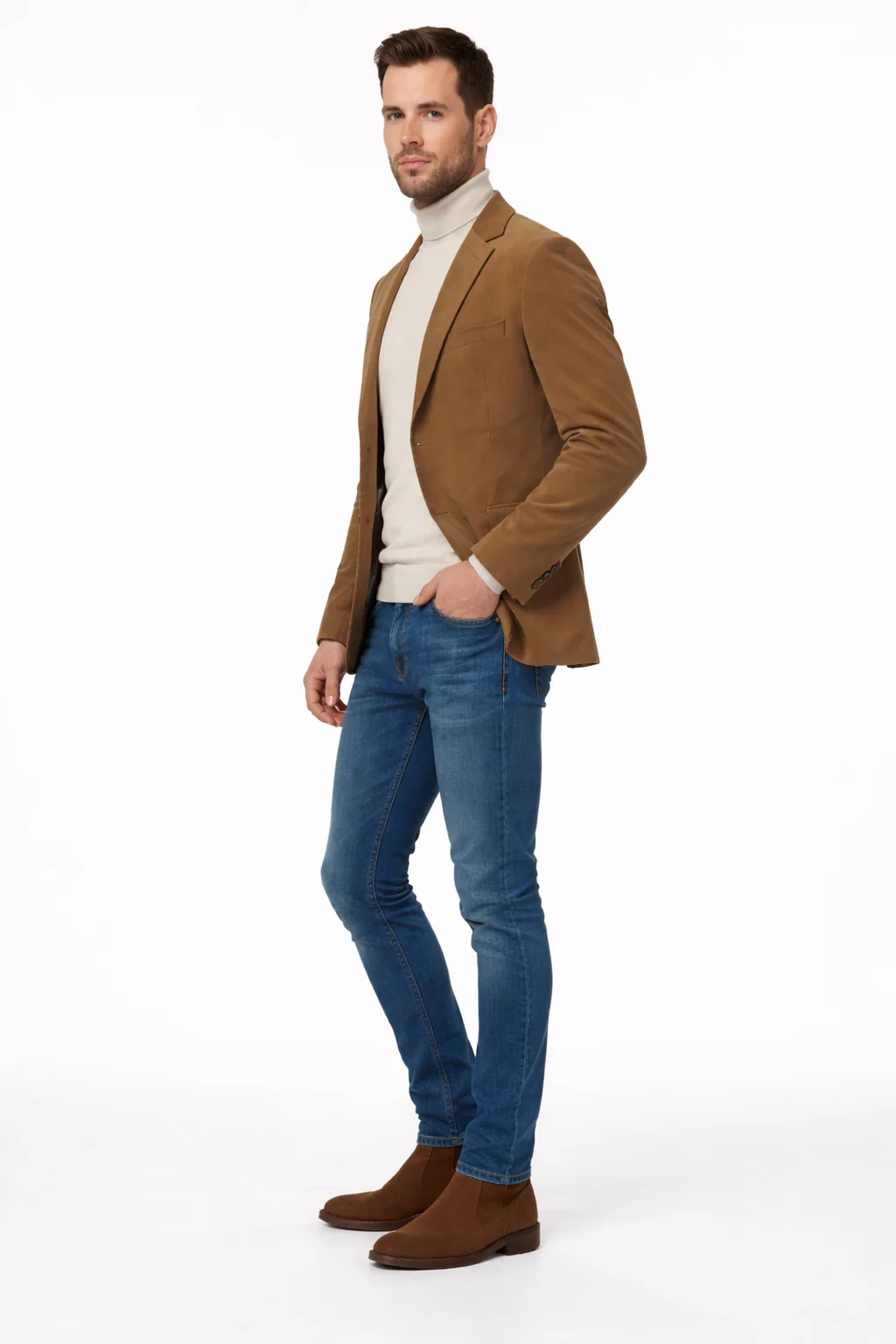 Zacchi Men’s Tan Micro Suede Fashion Sport Coat - Image 6