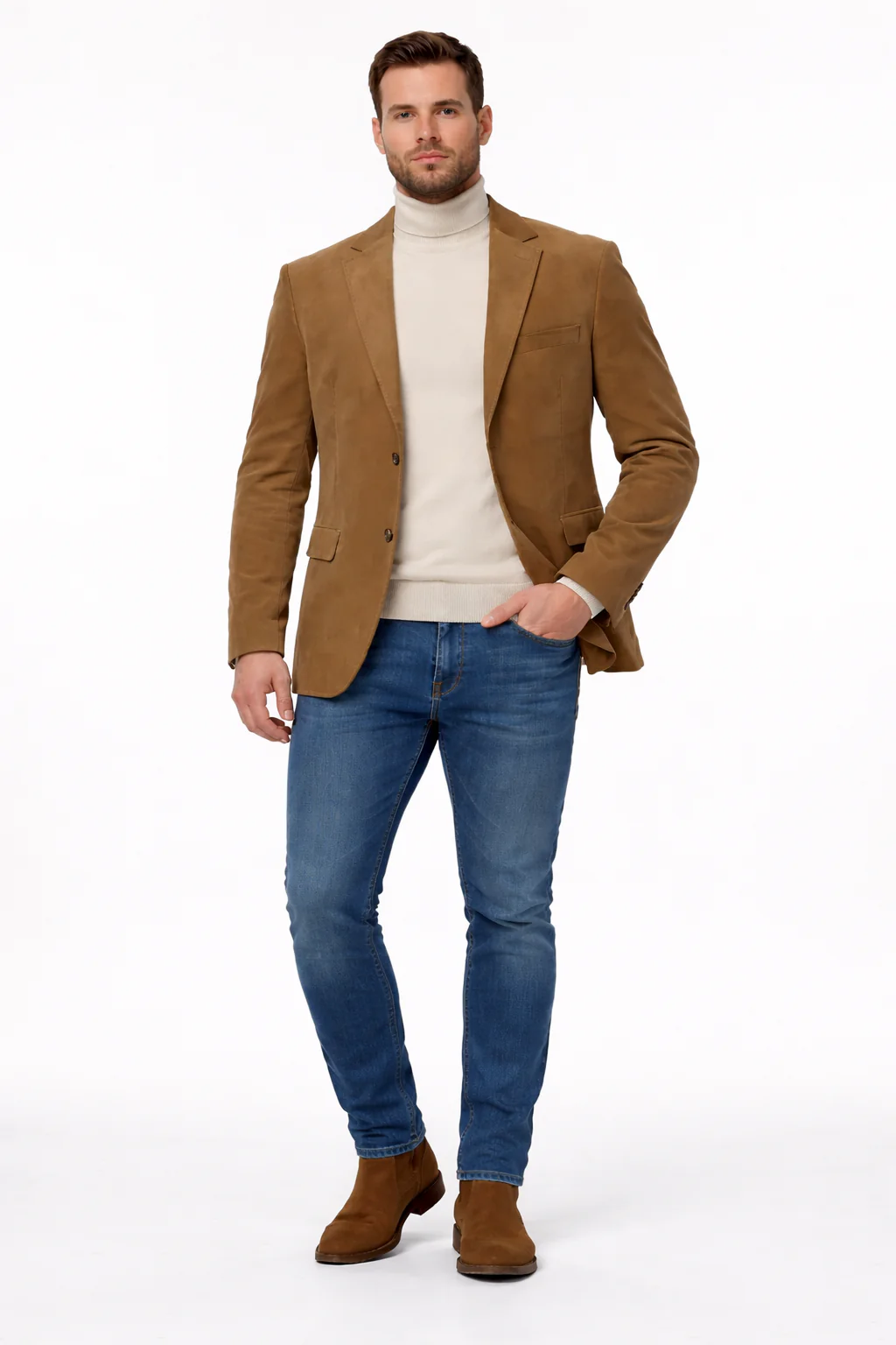 Zacchi Men’s Tan Micro Suede Fashion Sport Coat - Image 7