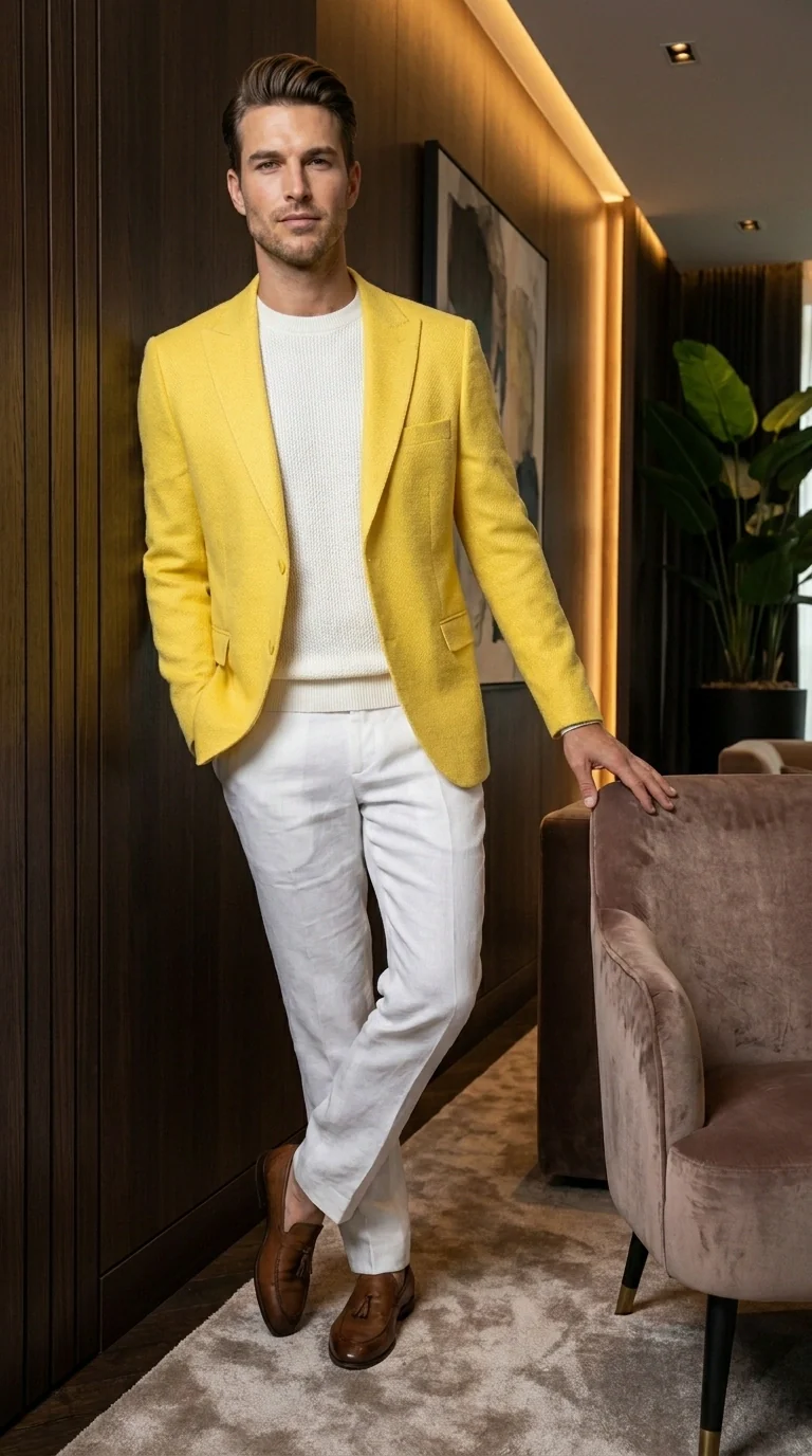Zacci Brand Men’s Lemon Yellow Blazer Peak Lapel Hopsack Weave – Stylish Formal Blazer Jacket for Wedding, Party, Prom and Smart Casual Wear - Image 11