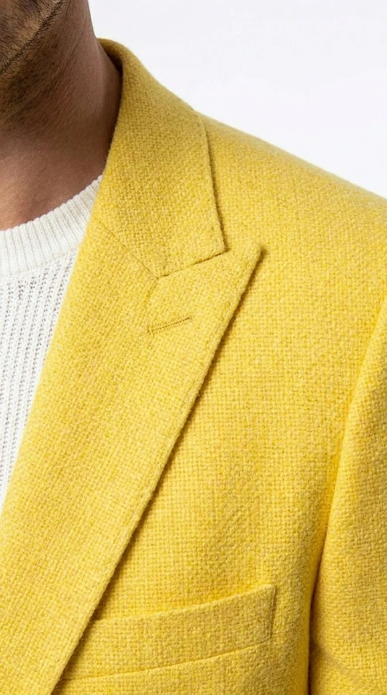 Zacci Brand Men’s Lemon Yellow Blazer Peak Lapel Hopsack Weave – Stylish Formal Blazer Jacket for Wedding, Party, Prom and Smart Casual Wear - Image 5