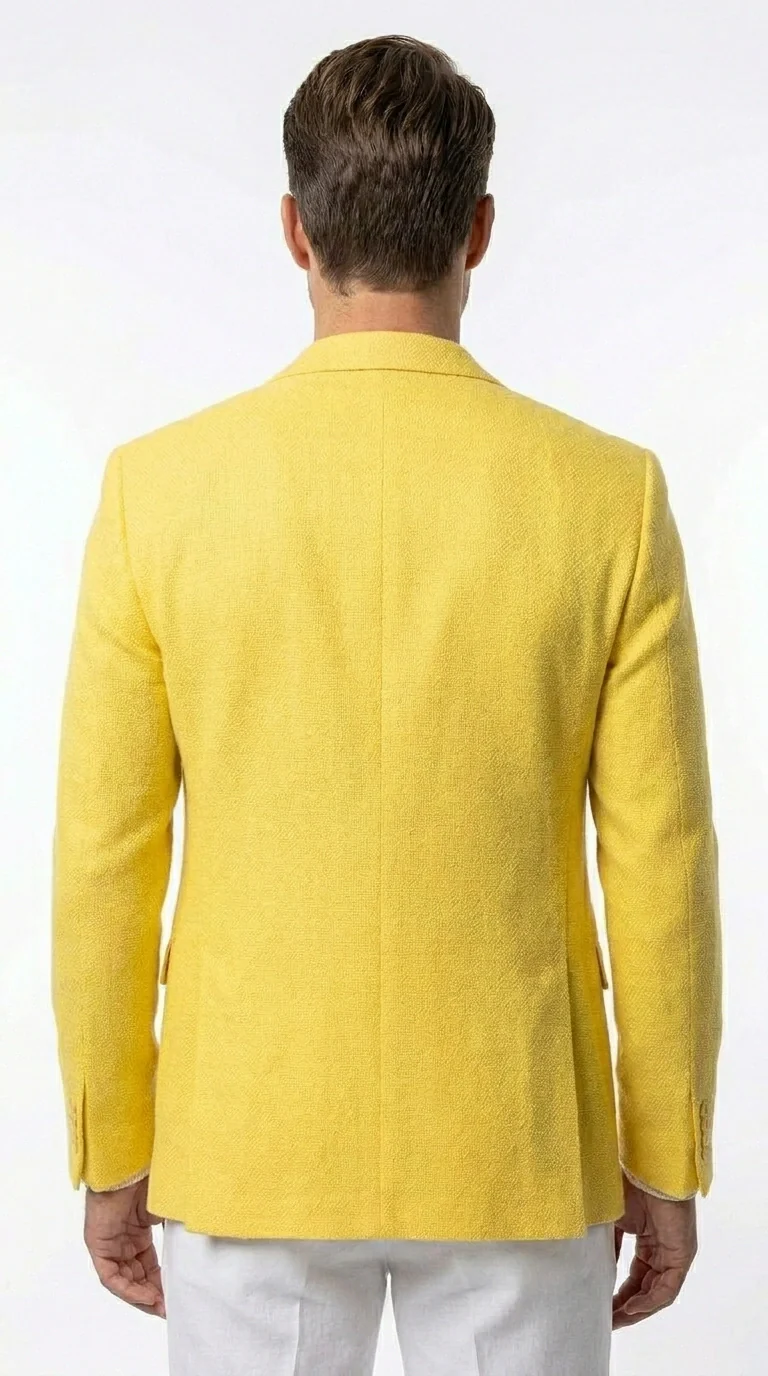 Zacci Brand Men’s Lemon Yellow Blazer Peak Lapel Hopsack Weave – Stylish Formal Blazer Jacket for Wedding, Party, Prom and Smart Casual Wear - Image 6