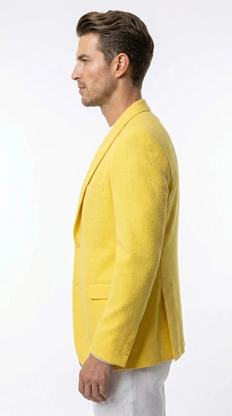 Zacci Brand Men’s Lemon Yellow Blazer Peak Lapel Hopsack Weave – Stylish Formal Blazer Jacket for Wedding, Party, Prom and Smart Casual Wear - Image 7