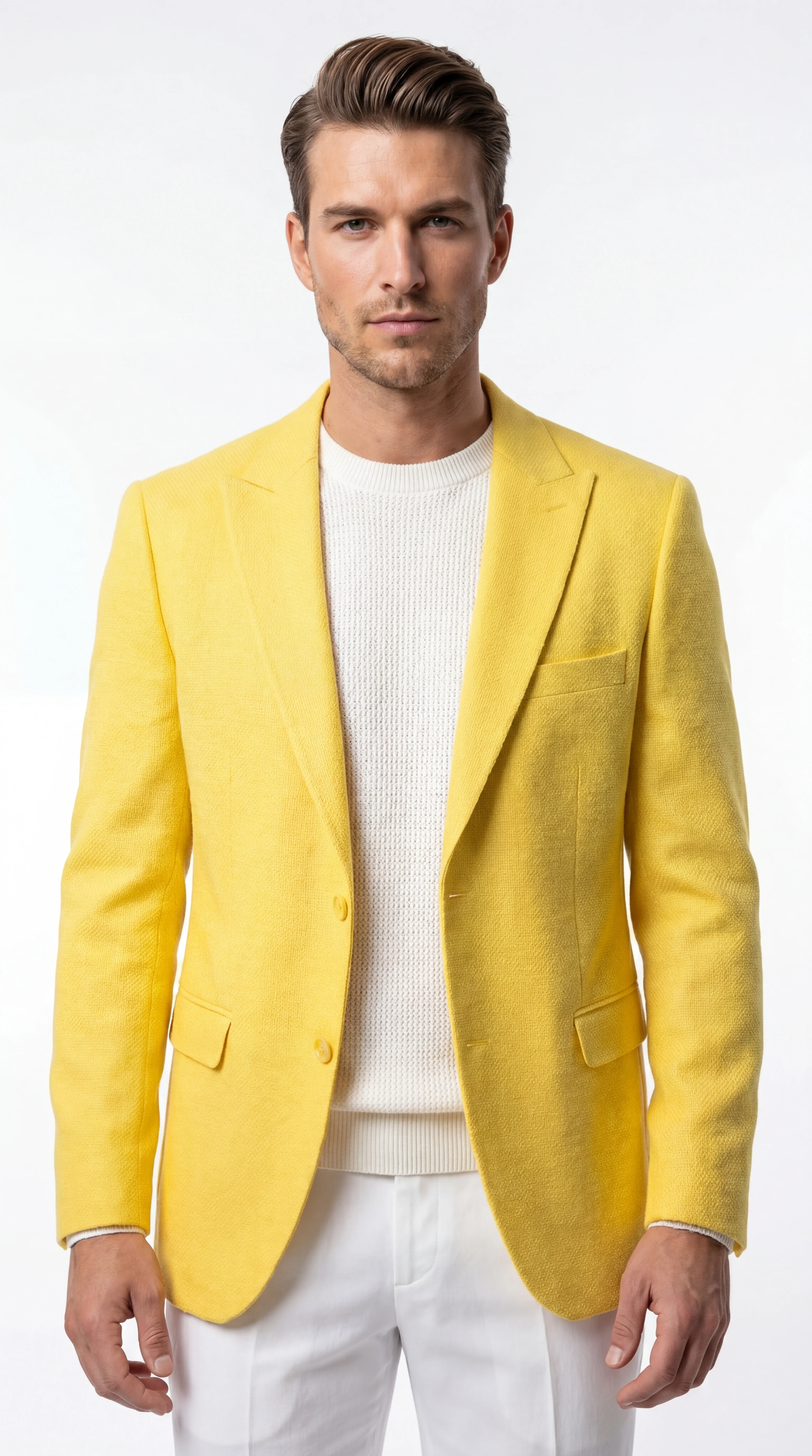 Zacci Brand Men’s Lemon Yellow Blazer Peak Lapel Hopsack Weave – Stylish Formal Blazer Jacket for Wedding, Party, Prom and Smart Casual Wear - Image 9
